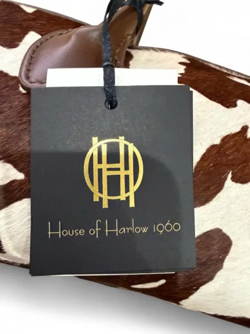 House of Harlow 1960 - Cow Print Barrel Shoulder Purse- Brown/White- NWT - Picture 6 of 12